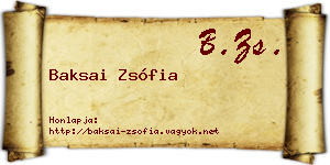 Baksai Zsófia névjegykártya